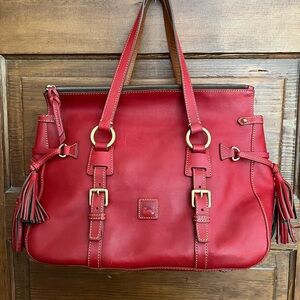 Dooney & Bourke Florentine Double Strap Tassel Satchel, Red
